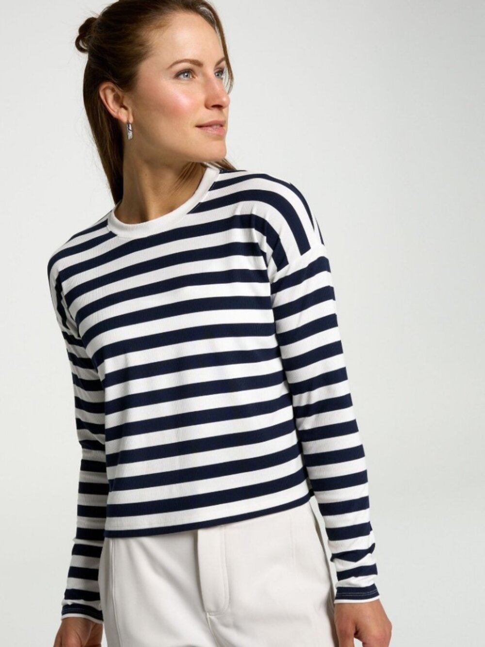 Calia Women's Everyday Rib Boy LS Tee in Ardosia Slate Stripe size XXL NWT $48